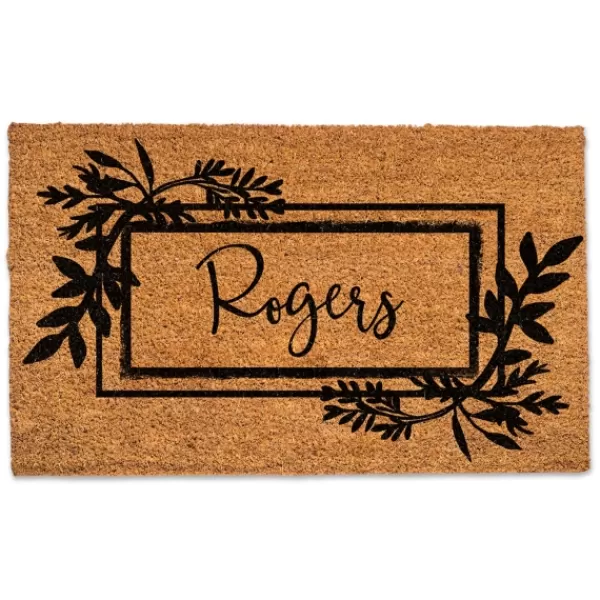 Doormats-Kirkland's Home Personalized Botanical Border Doormat Brown/Black