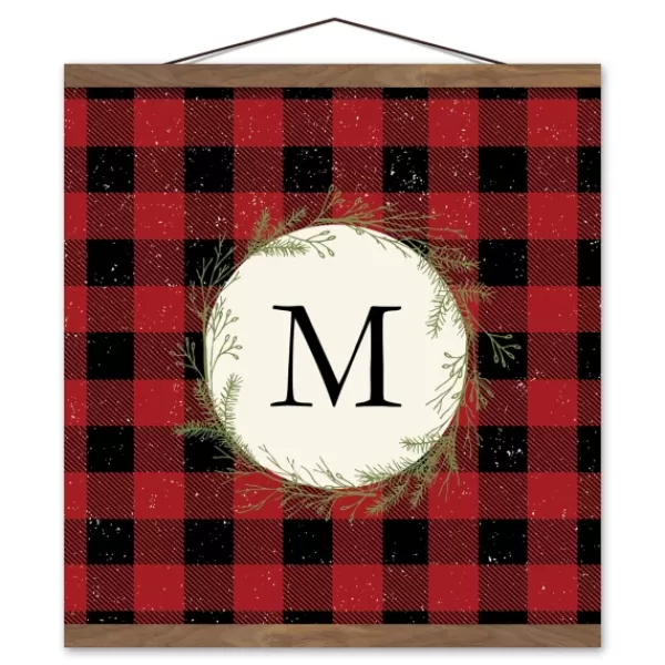 Monogram Wall Decor-Kirkland's Home Personalized Buffalo Check Monogram Wall Hanging Red/Black/Ivory