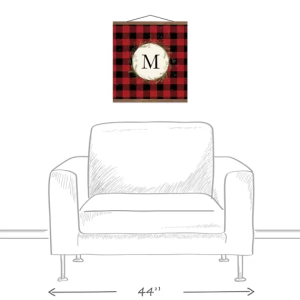 Monogram Wall Decor-Kirkland's Home Personalized Buffalo Check Monogram Wall Hanging Red/Black/Ivory