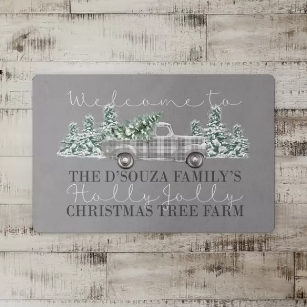 Kitchen & Floor Mats-Kirkland's Home Personalized Christmas Tree Farm Kitchen Mat Gray