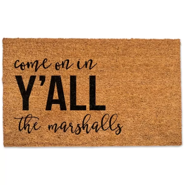 Doormats-Kirkland's Home Personalized Come On In Y'All Coir Doormat Tan/Black