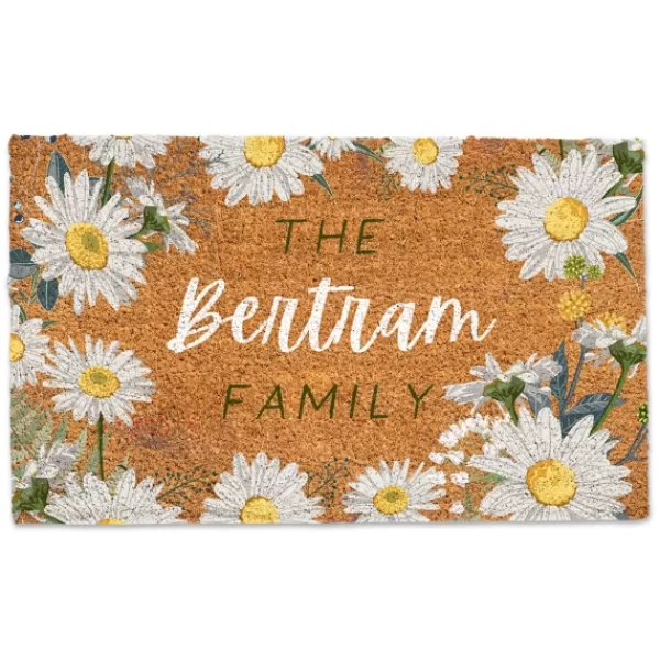 Doormats-Kirkland's Home Personalized Daisy Chain Coir Doormat Tan/White