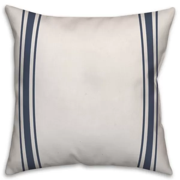 Pillows-Kirkland's Home Personalized Farmhouse Stripe Monogram Pillow White/Blue