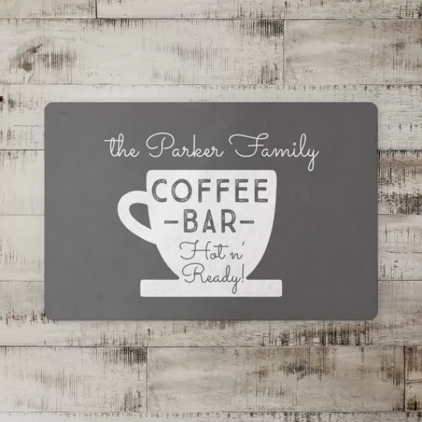 Kitchen & Floor Mats-Kirkland's Home Personalized Gray Coffee Bar Kitchen Mat White/Gray