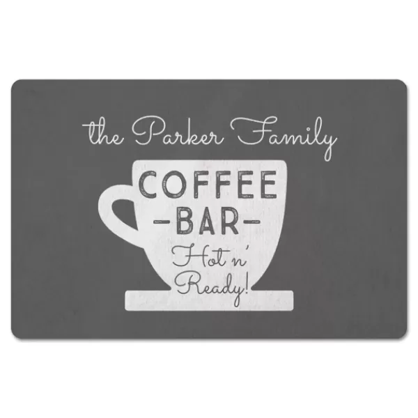 Kitchen & Floor Mats-Kirkland's Home Personalized Gray Coffee Bar Kitchen Mat White/Gray