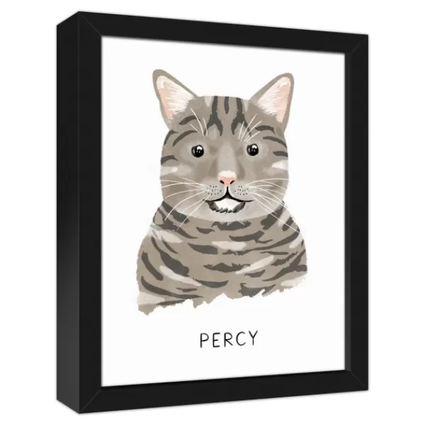 Wall Quotes & Signs-Kirkland's Home Personalized Gray Tabby Cat Canvas Wall Plaque Gray/White