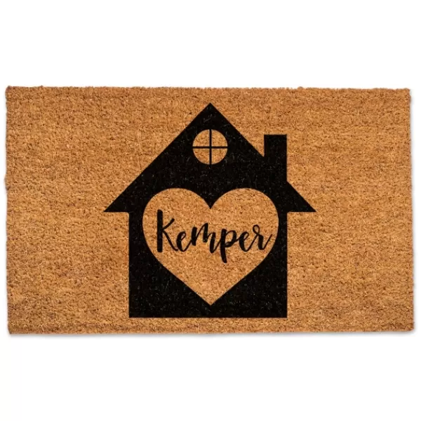 Doormats-Kirkland's Home Personalized Heart Home Coir Doormat Tan/Black