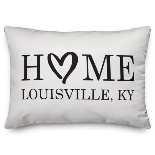 Pillows-Kirkland's Home Personalized Home Heart Location Pillow White/Black