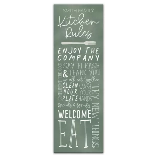 Wall Quotes & Signs-Kirkland's Home Personalized Kitchen Rules Canvas Wall Plaque White/Green