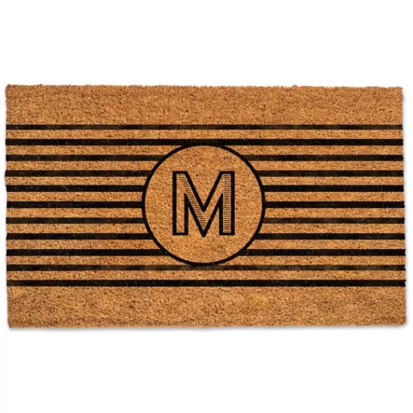 Doormats-Kirkland's Home Personalized Monogram Black Stripes Doormat Brown/Black