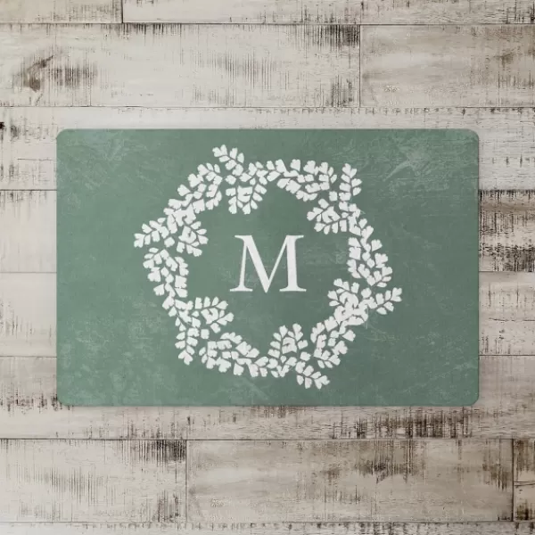 Kitchen & Floor Mats-Kirkland's Home Personalized Sage Fern Monogram Kitchen Mat White/Green