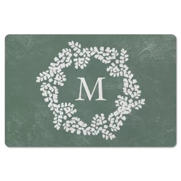 Kitchen & Floor Mats-Kirkland's Home Personalized Sage Fern Monogram Kitchen Mat White/Green