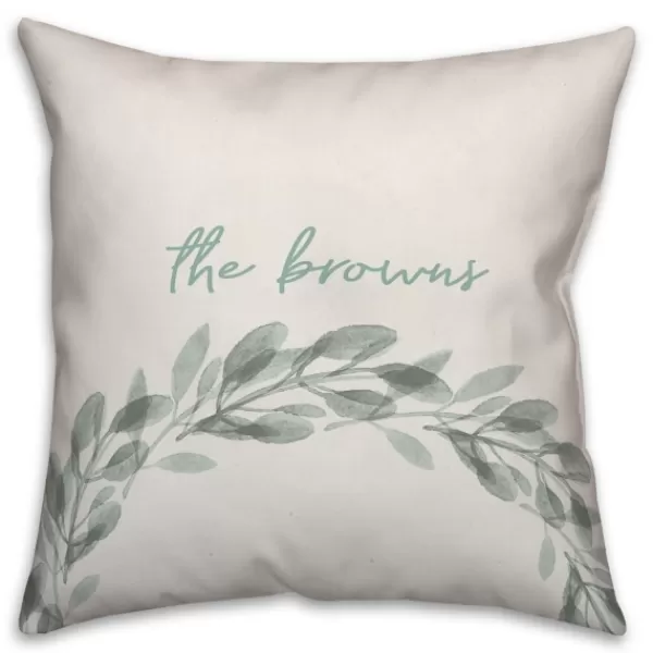 Pillows-Kirkland's Home Personalized Seafoam Wreath Pillow Green/White