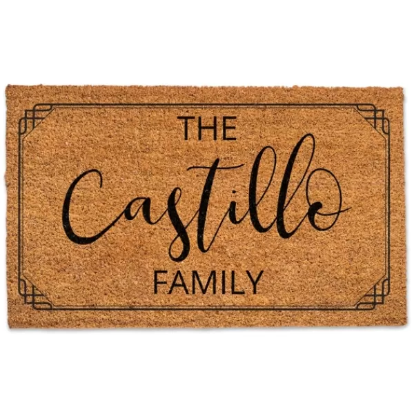 Doormats-Kirkland's Home Personalized Simple Boarder Coir Doormat Tan/Black