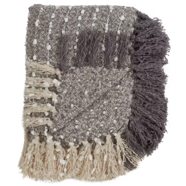 Blankets & Throws-Kirkland's Home Petite Pom Pom Throw With Tassels Gray