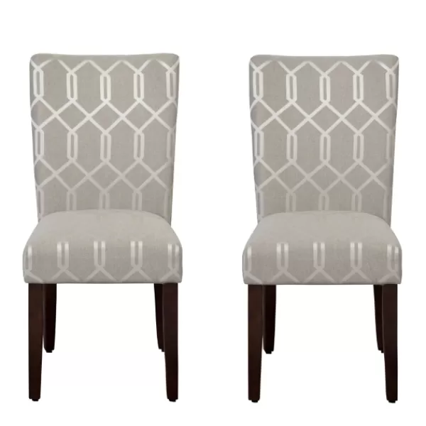 Dining Chairs-Kirkland's Home Pewter Lattice Parsons Chairs, Set Of 2 Gray