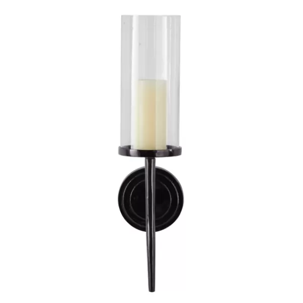 Sconces-Kirkland's Home Pierre Polished Stem Sconce Black