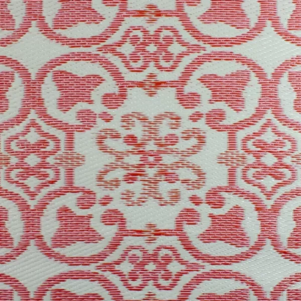 Outdoor Rugs-Kirkland's Home Pink And Cream Floral Tile Outdoor Area Rug, 4X6 Pink/Tan