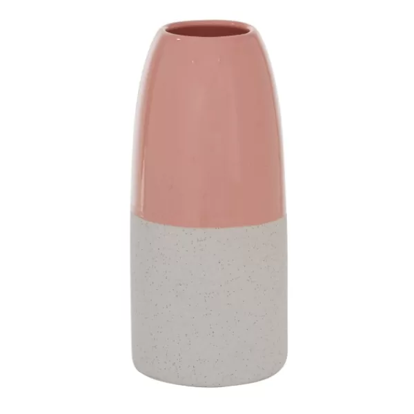 Vases-Kirkland's Home Pink And White Ceramic Vase, 11 In. Pink/White