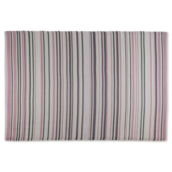 Outdoor Rugs-Kirkland's Home Pink Barcode Stripe Outdoor Area Rug, 4X6 Pink/White