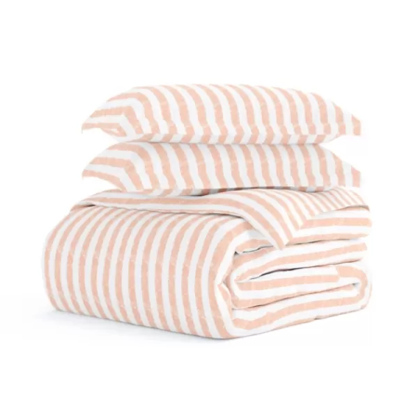 Duvets-Kirkland's Home Pink Rugged Stripe 2-Pc. Twin Duvet Cover Set Pink/White