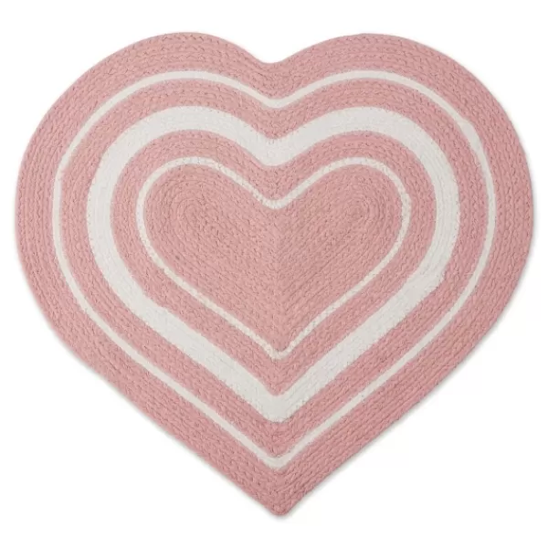 Kitchen & Floor Mats-Kirkland's Home Pink Striped Heart Pet Bowl Mat Pink/White