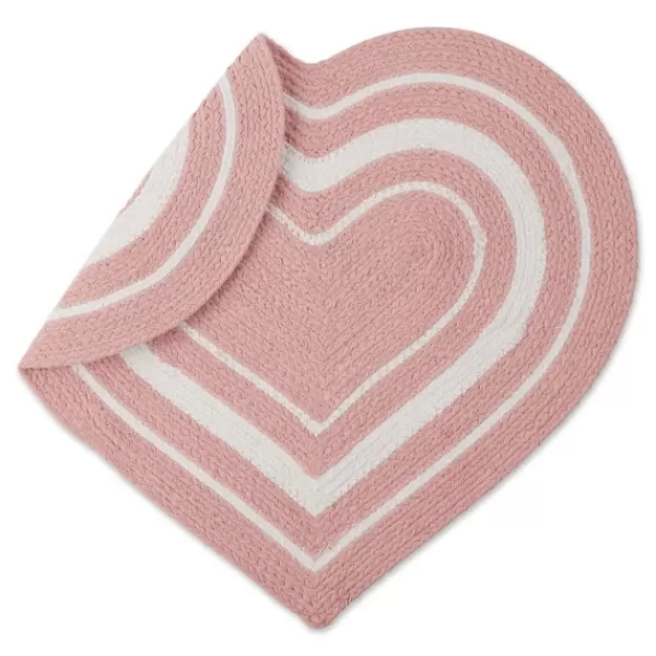 Kitchen & Floor Mats-Kirkland's Home Pink Striped Heart Pet Bowl Mat Pink/White