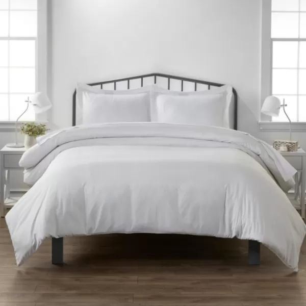 Duvets-Kirkland's Home Pinstripe 3-Pc. Queen Duvet Cover Set White/Gray