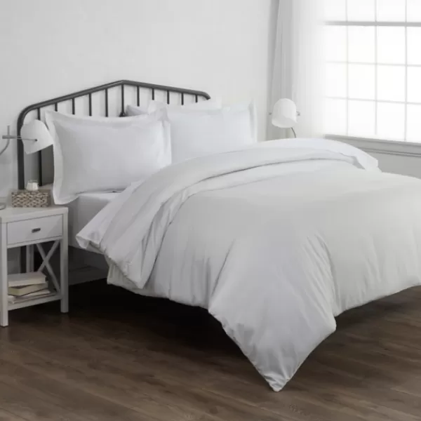 Duvets-Kirkland's Home Pinstripe 3-Pc. Queen Duvet Cover Set White/Gray