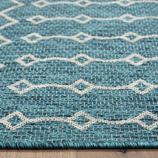 Outdoor Rugs-Kirkland's Home Placid Portico Sun Shower Outdoor Area Rug, 5X8 Blue/Ivory