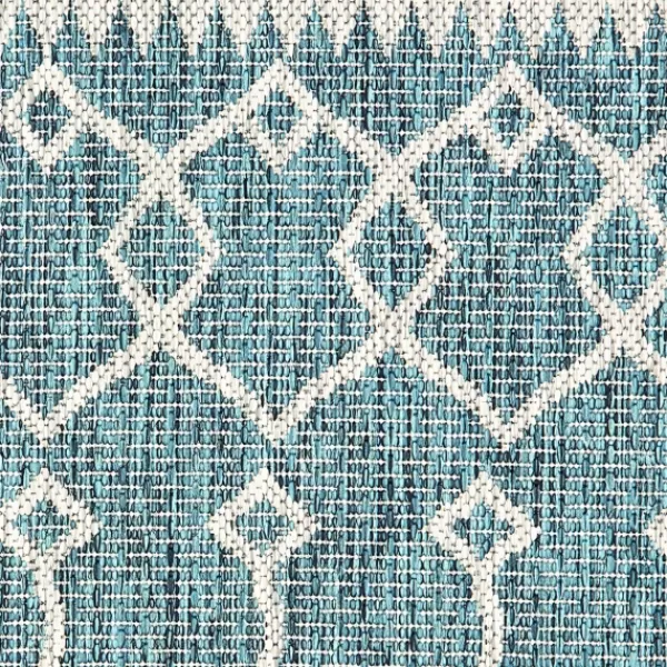 Outdoor Rugs-Kirkland's Home Placid Portico Sun Shower Outdoor Area Rug, 7X9 Blue/Ivory