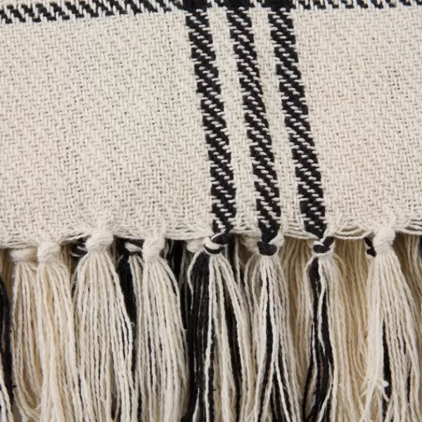 Blankets & Throws-Kirkland's Home Plaid Fringe Throw Black