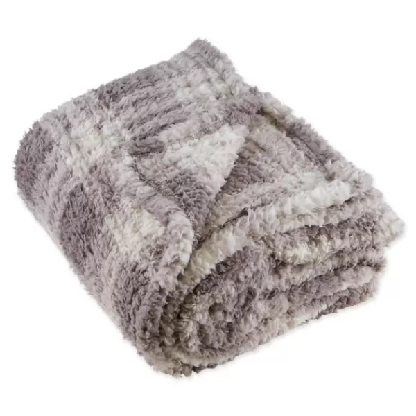 Blankets & Throws-Kirkland's Home Plaid Plush Throw Gray