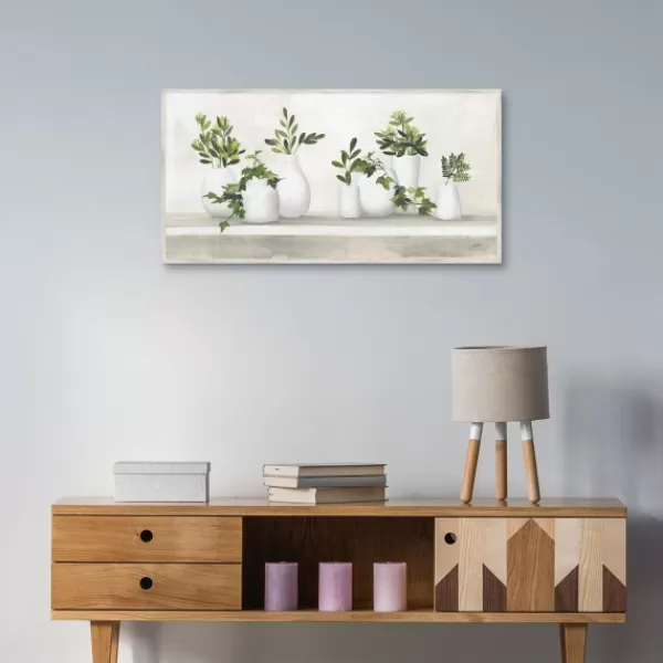 Framed Art-Kirkland's Home Plant Shelf Life Framed Canvas Art Print White/Ivory/Green