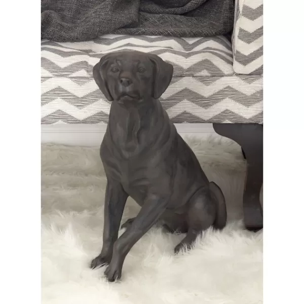 Statues & Figurines-Kirkland's Home Polystone Sitting Labrador Statue Black