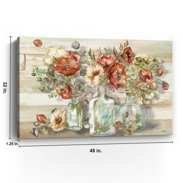 Canvas Art-Kirkland's Home Poppies And Eucalyptus Canvas Art Print, 48X32 In. Multi