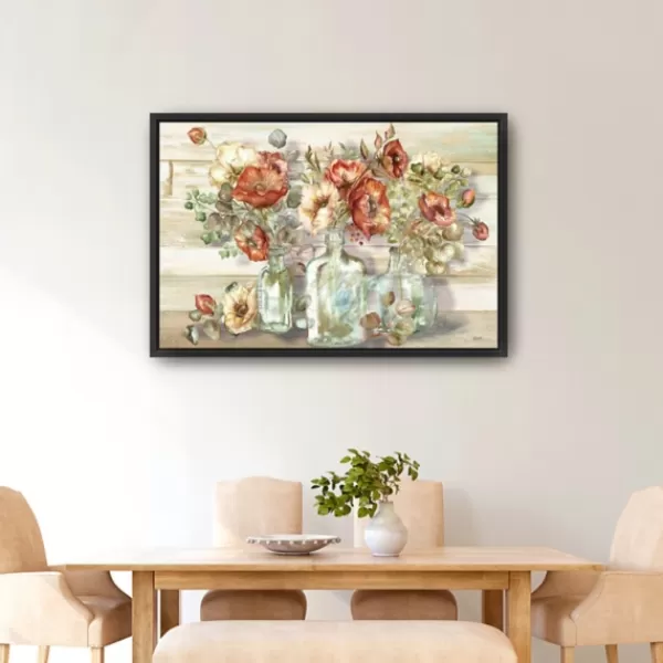 Canvas Art-Kirkland's Home Poppies And Eucalyptus Framed Giclee Canvas Print Multi