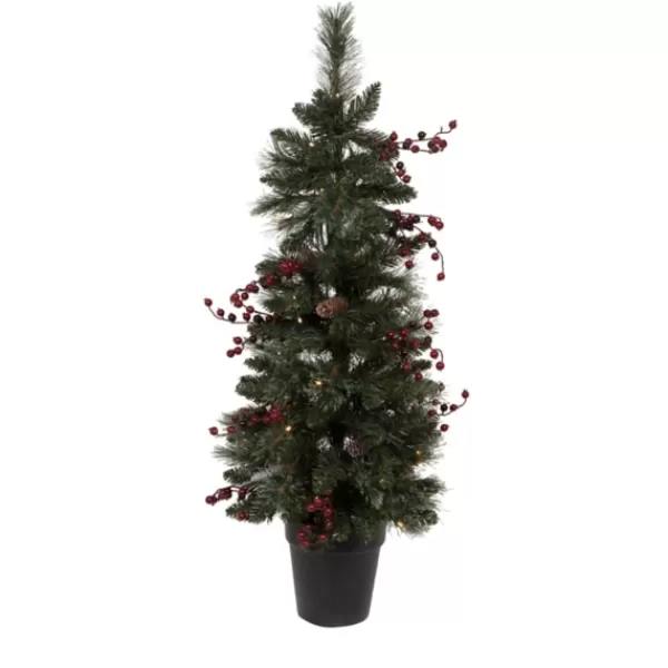 Arrangements & Greenery-Kirkland's Home Pre-Lit 4-Pc. Outdoor Christmas Greenery Set Green/Red