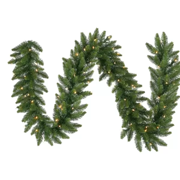 Arrangements & Greenery-Kirkland's Home Pre-Lit Camdon Fir Garland, 50 Ft. Green