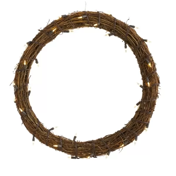 Wreaths-Kirkland's Home Pre-Lit Light Woven Vine Wreath Brown