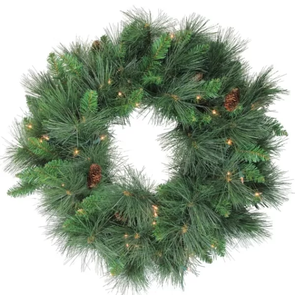 Wreaths-Kirkland's Home Pre-Lit White Valley Pine Wreath Green