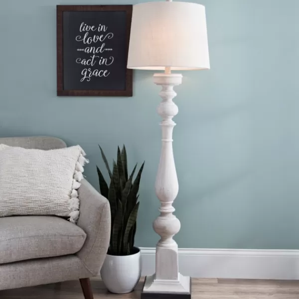 Floor Lamps-Kirkland's Home Prussia White Floor Lamp Ivory