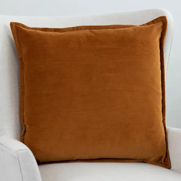 Pillows-Kirkland's Home Pumpkin Velvet Duck Feather Throw Pillow Orange