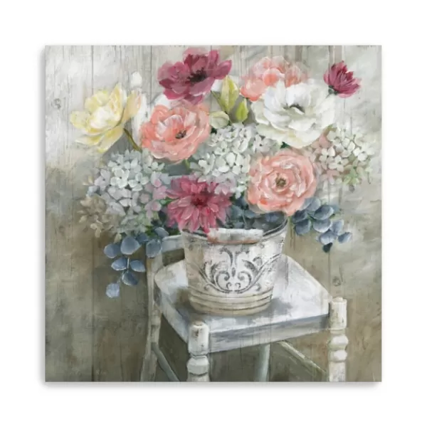 Canvas Art-Kirkland's Home Quaint Bouquet Giclee Canvas Art Print, 40X40 In. White/Pink/Multi