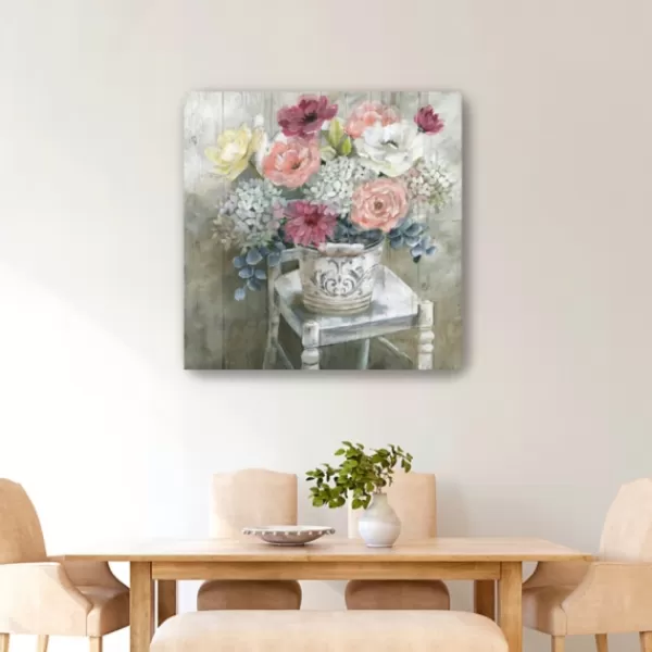 Canvas Art-Kirkland's Home Quaint Bouquet Giclee Canvas Art Print, 40X40 In. White/Pink/Multi