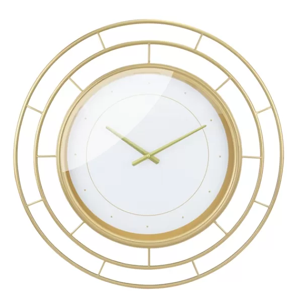 Clocks-Kirkland's Home Radial Wire Metal Wall Clock Gold