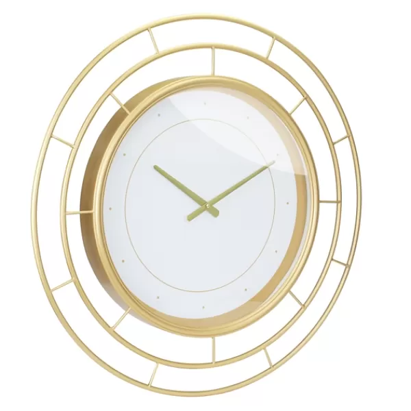 Clocks-Kirkland's Home Radial Wire Metal Wall Clock Gold