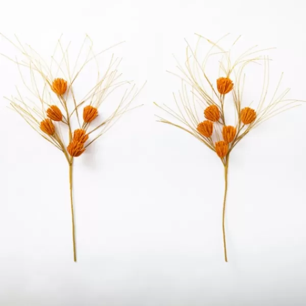 Stems & Bouquets-Kirkland's Home Raffia Pod Stems, Set Of 2 Orange