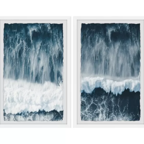 Framed Art-Kirkland's Home Raging Waves Diptych 2-Pc. Framed Wall Art Set Blue/White