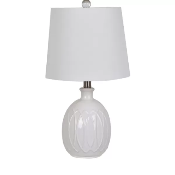 Table Lamps-Kirkland's Home Raised Geometric Table Lamp White